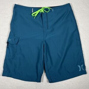Hurley Board Shorts Mens 33 Blue Recycled Polyester Surf Swim Trunks Pocket‎